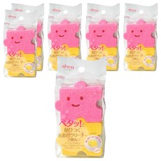 aisen 黏貼式 衛浴清潔海綿刷 小塊拼圖 (約7x6x厚3公分) 1包2入裝 6包 粉紅色, 黃色, 粉紅色，黃色