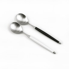 Bogen Le Bien 緞面餐具沙拉匙 2件組, 1套, 黑色, 白色