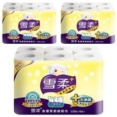 雪柔 金優質廚紙 Set HACCP食品級驗證 不含螢光劑 巧撕設計 120組, 6捲, 3袋