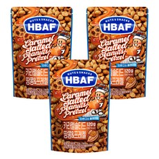 바프 넛츠앤스낵스 카라멜 솔티드 땅콩 앤 프레첼, 120g, 3개