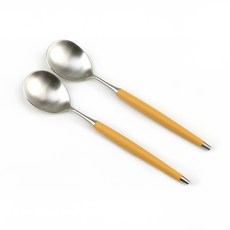 Bogen 韓國製造 Le Bien 緞面餐具 沙拉匙, 芥末黃, 2個