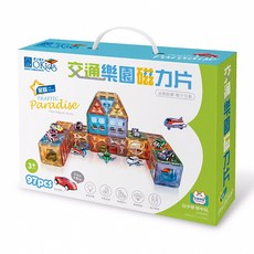 OKids 博士積木 交通樂園磁力片 97片套裝 ABS材質 雙倍磁鐵吸力, 星鑽版, 1盒