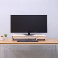 디아로마 프리미엄 원목 모니터받침대, 듀얼B