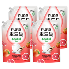 피죤 퓨어 뽀드득 주방세제 자몽향, 4개, 1.2L