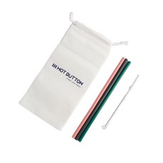 HOT BUTTON 矽膠長吸管組 粉色+綠色+灰色 25cm, 1組