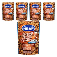 바프 넛츠앤스낵스 카라멜 솔티드 땅콩 앤 프레첼, 120g, 5개
