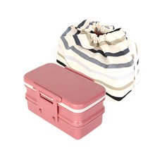 doble 雙層強力飯盒2層+小袋隨機顏色, 獨立粉紅色, 1套