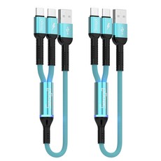 서가 메탈 C타입 2in1 멀티 고속충전 케이블, 민트, 2개, 50cm