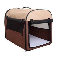 DING DONG PET 寵物可折疊軟布運輸籠, 棕色, 1個