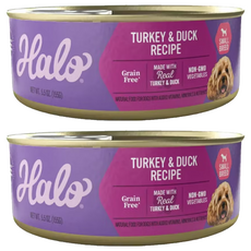 Halo 嘿囉 成犬無穀主食罐, 無穀火雞肉燉鴨肉, 155g, 2罐