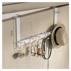 妃妃嚴選 太空鋁門後掛鈎 加長6鈎, 經典白, 1個