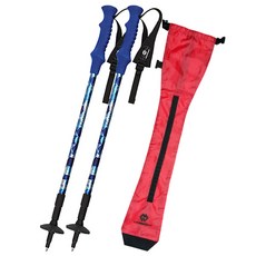 VERMONT 藍色六角形3段登山杖 2入 + Siko 登山杖收納袋, 登山杖(混合顏色), 收納袋(紅色)