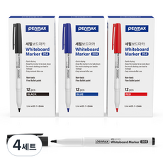 PENMAX 12角細字白板筆 黑色 12入 + 藍色 12入 + 紅色 12入, 混合顏色, 4套, 144個