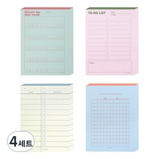 포포팬시 멀티 메모패드 4종 세트 92 x 125 mm, GREEN, PINK, YELLOW, BLUE, 100매, 4세트