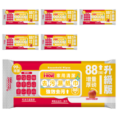 i HOME 蘋果 家用去污清潔濕紙巾, 88張, 6包