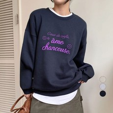 afinar 女款寬鬆版型粗體字母刺繡刷毛大學T