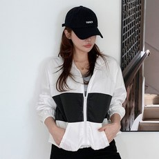 앤드스타일 여성용 나인 배색후드 하이넥 바람막이 점퍼 263199