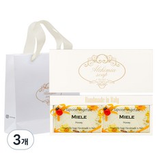 알카미아비누 비누 미엘 2p + 선물상자 아이보리 + 쇼핑백, 3개