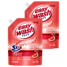 해피홈 이지워시 자몽소다 리필 일반주방세제, 1L, 2개