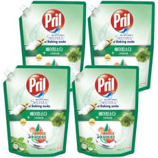 프릴 시크릿 오브 베이킹소다 주방세제 그린허브향 리필, 1L, 4개