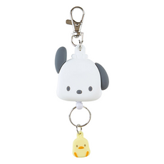Sanrio 三麗鷗 矽膠 伸縮款 鑰匙圈, 帕洽狗 黑色 + 白色 + 黃色, 1個