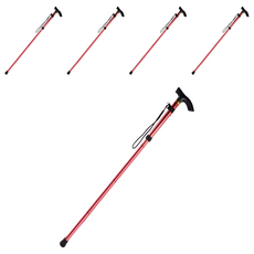 마샤투 미끄럼방지 접이식 5단 등산지팡이, 레드, 5개