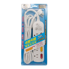 DR.POWER 電博士 MAX 1650W 125V 15A 2.7m 4開4插 3P 扁平插頭 電腦延長線 PSG-344B, 白色, 1條