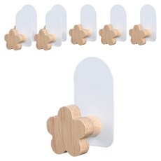 PICKYPICKS 多用途黏貼式木質掛鉤, 8個, 花朵