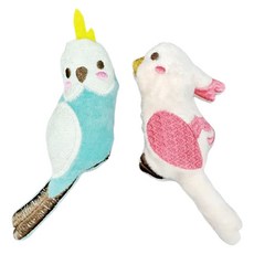 Nice u 毛樂趣 小鳥貓草玩偶 藍鳥(17x8x3cm) + 紅鳥(15x9x3cm) 貓玩具, 藍鳥 + 紅鳥, 2個