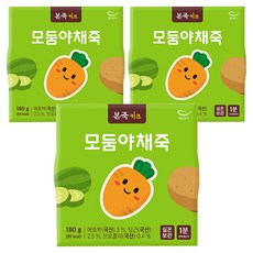 본죽 키즈 모둠 야채죽, 180g, 3개, 혼합맛(애호박/당근/브로콜리)