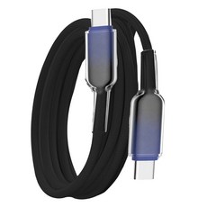 小麥購物 Type-C系列 65w Type-C-Type-C冰晶漸變快充數據線 L1366, 1個, 1m, 黑晶藍