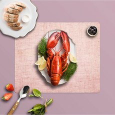 모던트위스트 사각 린넨 플레이스 테이블 매트, 블러쉬, 40.6 x 35.5 cm