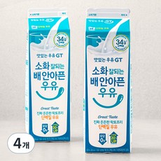 남양유업 맛있는우유GT 소화 잘되는 배 안아픈 단백질 우유, 900ml, 4개