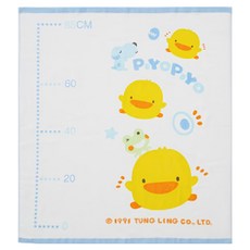 PiYOPiYO黃色小鴨身高圖兩用毛巾純棉剪毛細絨材質吸水線圈柔軟細緻, 藍色, 1條