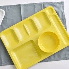 로흐야 국산 멜라민 4구 급식 식판 717, 연노랑, 1개