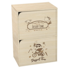 收納王妃 蠟筆小新 二層單色木櫃 淺木紋 甜點時間 二層木門櫃, 1組