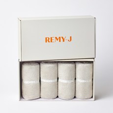 레미제이 스톤 밴딩 페이스 타올 250g x 4p 40수 텐셀모달 + 선물포장 세트, 연회색(타올), 1세트