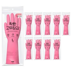 Lotte Life Good 橡膠手套, 粉色, 大(L), 10個