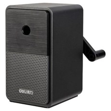 得力 手搖經典削鉛筆機, 合金鋼滾刀 筆尖粗細可調 五檔選擇 黑鉛筆 彩色鉛筆皆適用, 銀黑色, 1個