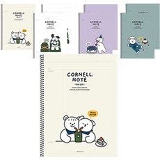 Pinkfoot Ccomang Cornell寬格線圈筆記本 4款 各2入, 象牙白+紫色+白色+藍色, 1組