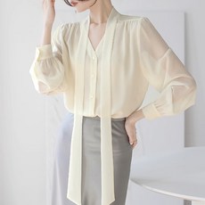 ViVEMO 圍巾領優雅長袖上衣 06502