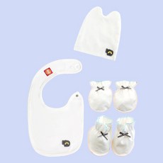 필리앤임프스 유아용 손싸개 + 발싸개 + 모자 + 턱받이 4종 세트