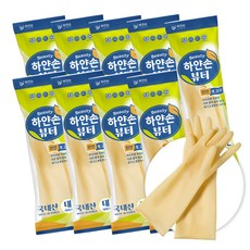 하얀손 뷰티 고무장갑, 아이보리, 대(L), 10개