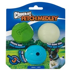 Chuckit 夜光風哨彈力球mix 3顆裝 寵物玩具, 綠色 + 藍色 + 白色, 1組