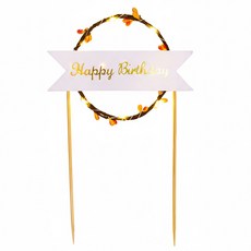 帶燈森林系花圈蛋糕插牌, 暖白燈, 1個