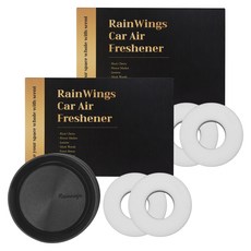 RAIN WINGS 車用芳香劑 黑色主體 + 香氛環 2入組, 2套, 白棉
