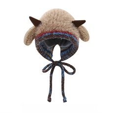 Kipopo 嚴冬用品 滑雪 防寒 滑雪板帽, 蕾絲浮雕護耳帽卡其色, 1個