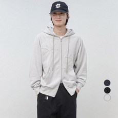 MODERMENT 男女通用貼花水洗寬鬆版型連帽拉鍊外套