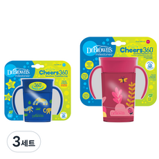 닥터브라운 NEW 정글 360도 흘림방지 트레이닝 손잡이 컵 200ml + 300ml 세트, 블루(200ml), 레드(300ml), 3세트