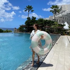 貝爾蒂亞 雙層游泳圈 100cm, 1個, 薄荷綠